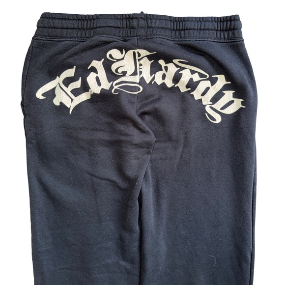 Ed Hardy Sweatpants Womens Large Black Skull Heart Rose Logo Large Y2K Tattoo - Picture 7 of 7